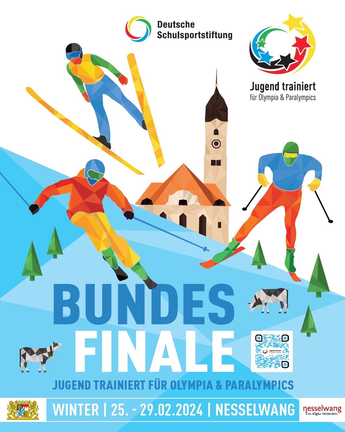 Plakat zum Bundesfinale Winter - farbige Wintersportler